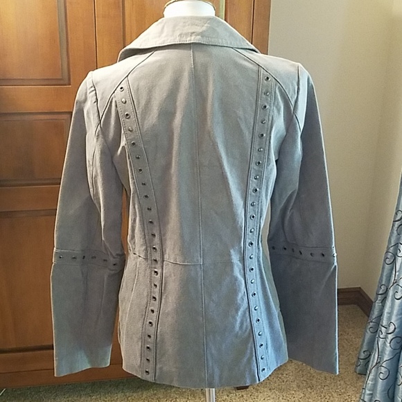 ⬇️ Bradley NWT suede leather studded gray jacket - Picture 4 of 8